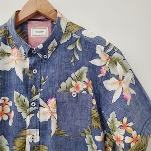 7 Diamonds Woven Tropical Push Through Print Short Sleeve Shirt Large